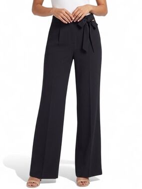 Nine West Black Wide Leg Dress Pants NWT Tie Waist High Rise Trouser Large